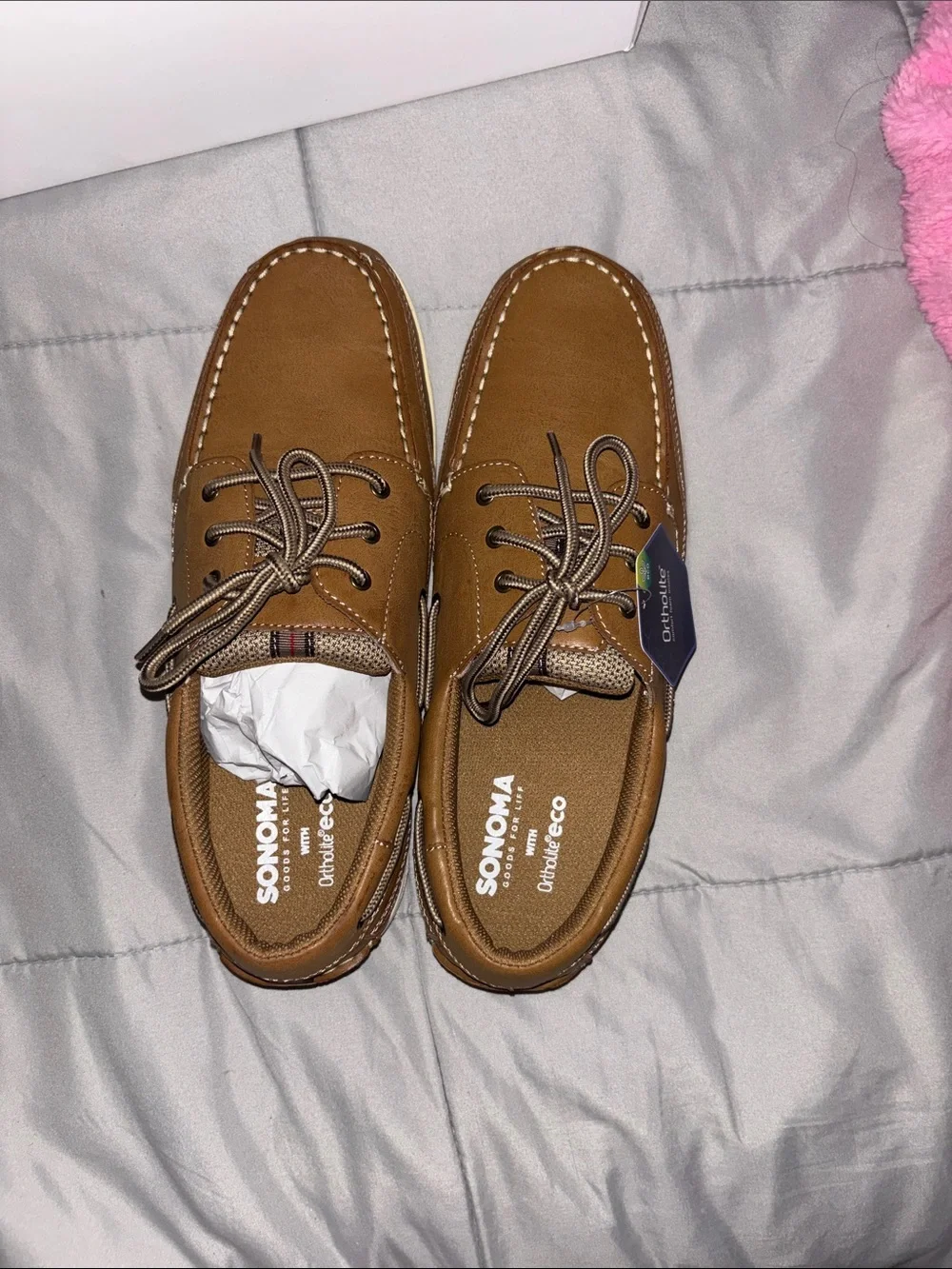 Sonoma Brown Lace-Up Men's Boat Shoes with Mesh Panels